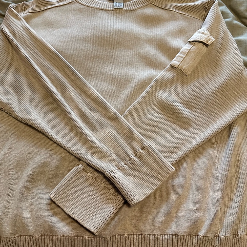 Vintage Levi’s Tan Ribbed Pocket Sleeve Grunge Pullover Size XL